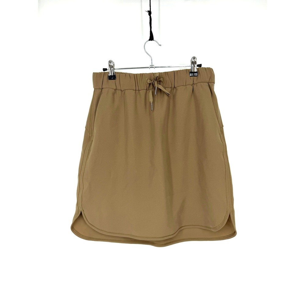 Lululemon On The Fly Brown Stretch Knee Length Athletic Skirt Pockets 8 W8a87s - Picture 2 of 9